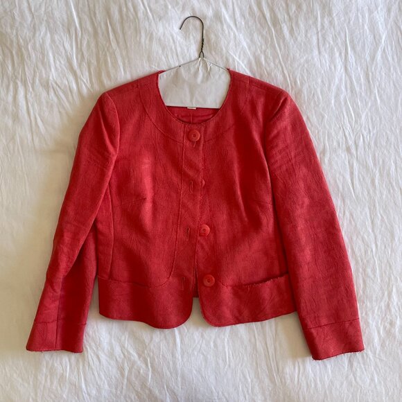 Talbots Coral Italian Fabric Damask Floral Blazer - Picture 1 of 6